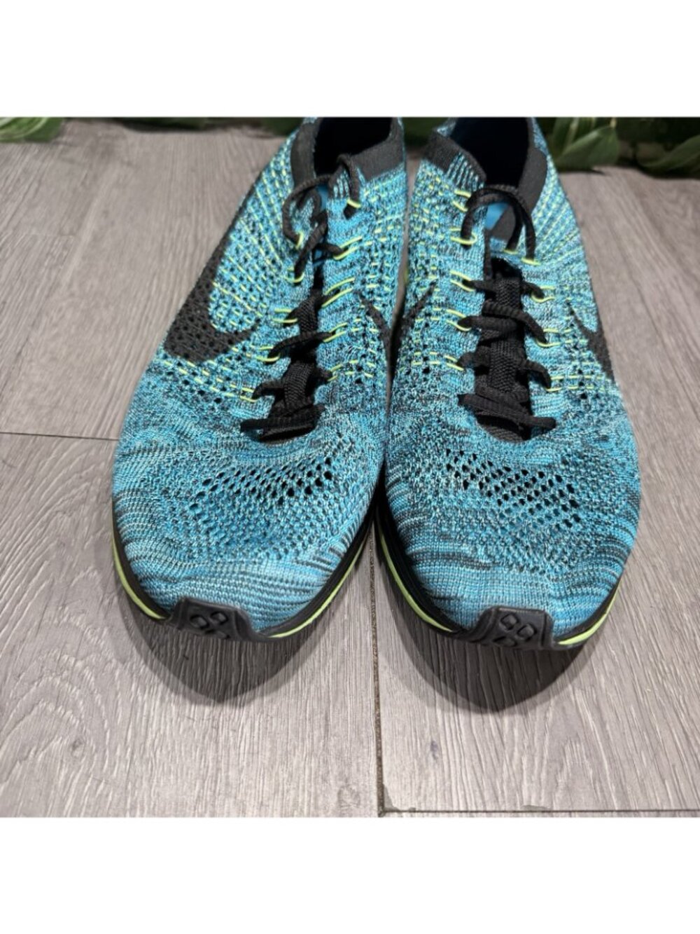 Nike Flyknit Racer Shoes Mens Size 7.5 Blue Knit Running Sneakers 526628-401 - Picture 3 of 10
